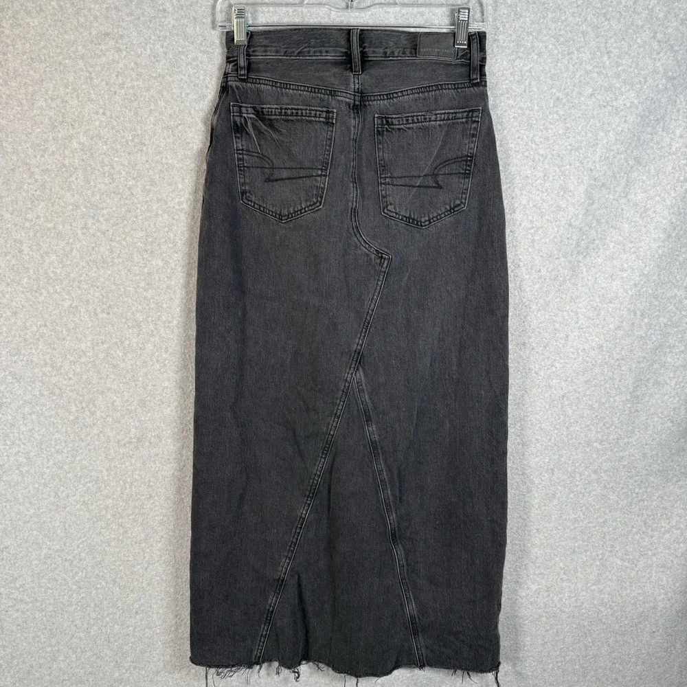 American‎ eagle 90s high rise maxi skirt womens 0 black denim